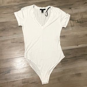 F21 white v-neck bodysuit